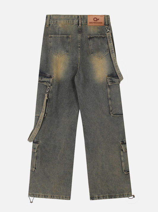 "Street Star" Multi Pocket Washed Jeans